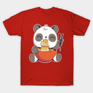 Cute panda bear eating ramen T-Shirt